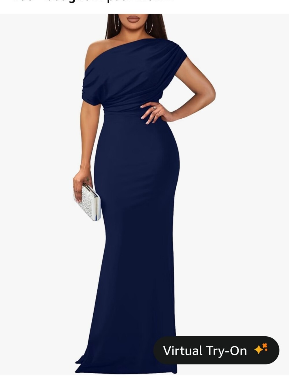 Elegant One-Shoulder Navy Evening Gown